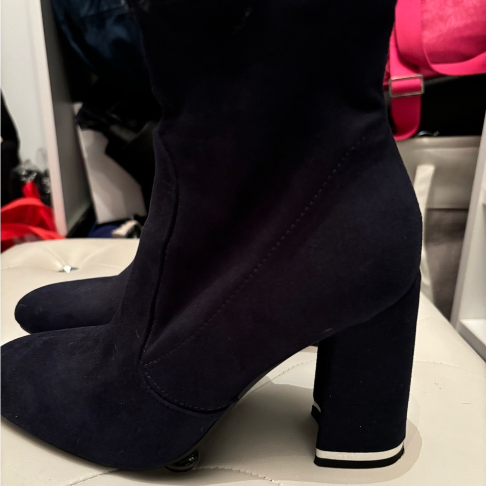 GUESS Dark Navy Blue Suede Ankle Boots